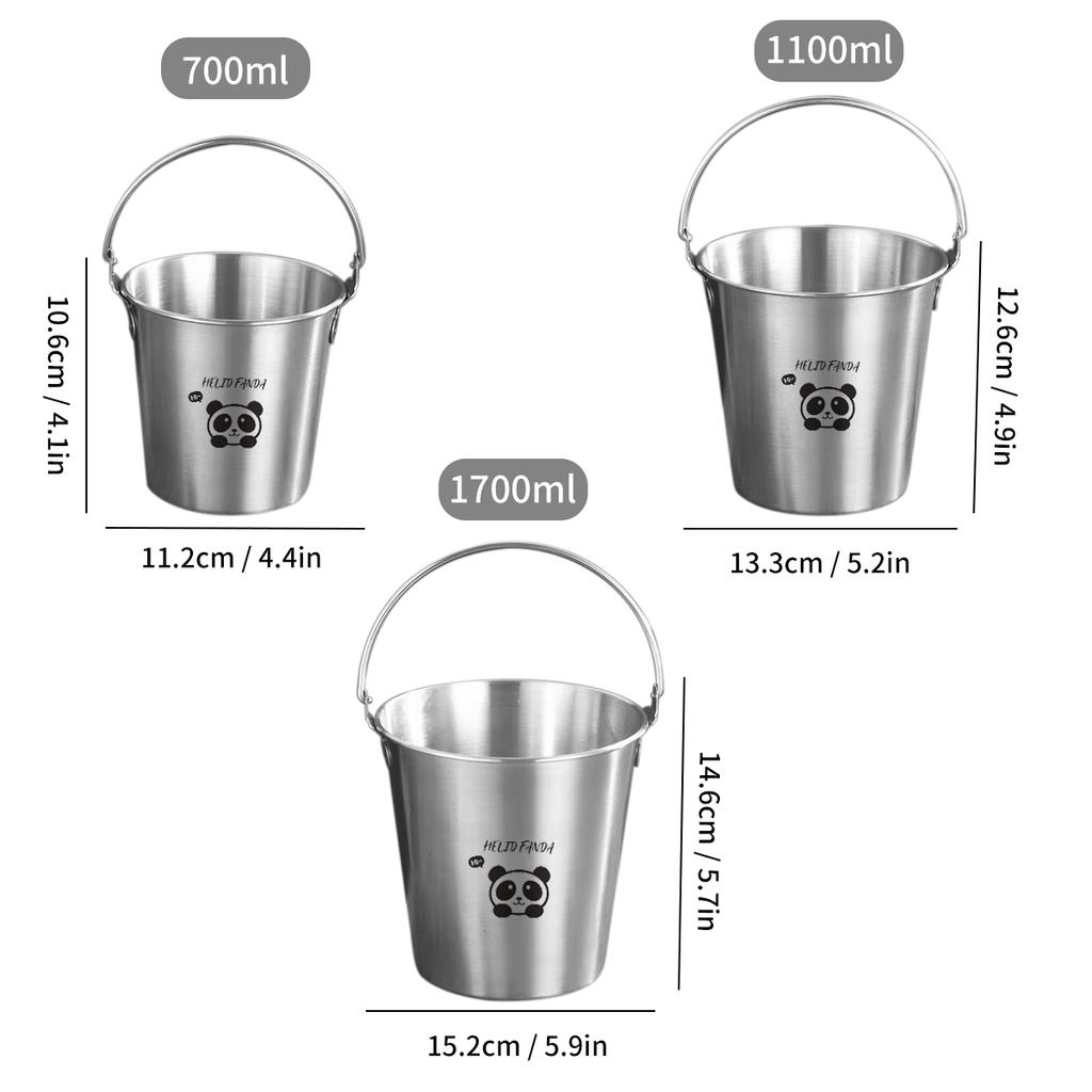 Portable 304 Stainless Steel Ice Bucket With Handle Beer Champagne Cooler Bucket Party Utensils French Fry Snack Bucket