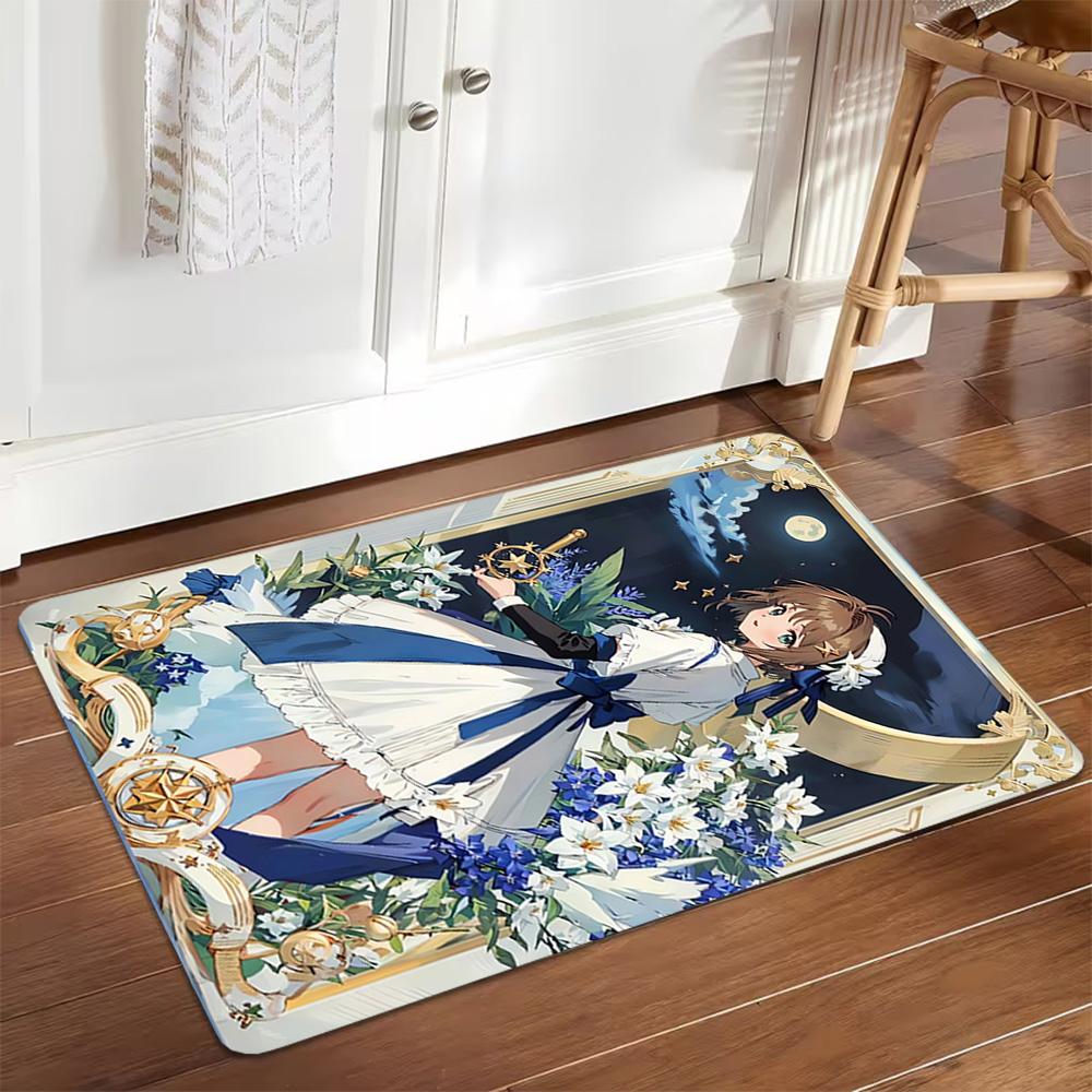 Elegant Blue Floral Dress Decoration,Carpet,Living Room,Bedroom, Non-slip,Square rug