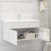 Vanity Unit with Built In Basin High Gloss White