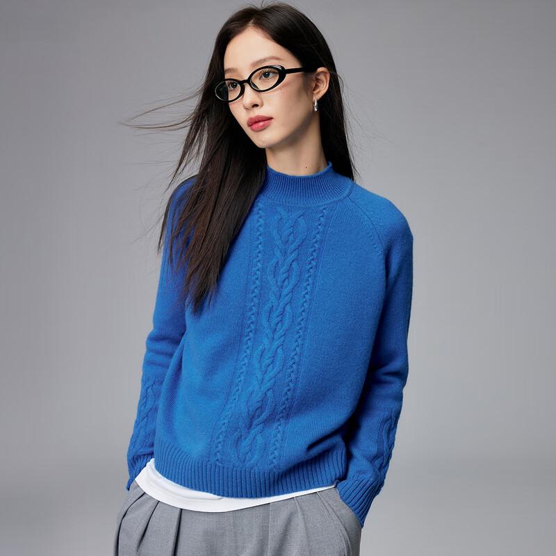 

Paluo 100% Cashmere Cable Knit Mock Neck Raglan Sweater L (165/105)