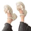 French Mary Jane Small Leather Shoes Spring Platform Heightening Bow with Skirt Thick Heel High Heel Sandals