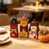 Interchangeable Holiday Ornaments 3Pcs Christmas Wooden and Bow Hat Cat with Tie Decorative 2D Rustic Wood Figurines Flat Thanksgiving Tabletop