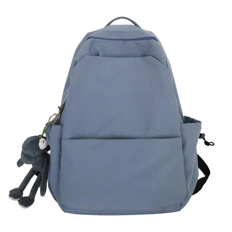

Mori large-capacity solid color backpack male trend ins Korean version versatile schoolbag female high school student campus backpack single pack синій