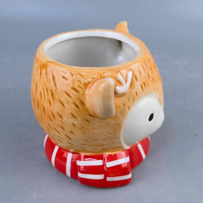 Cartoon Mug Fox Shape Ceramic Cup Cute Hand-Painted Cute Pet Cup Office Cup Milk Cup Personalized Internet Celebrity Cup