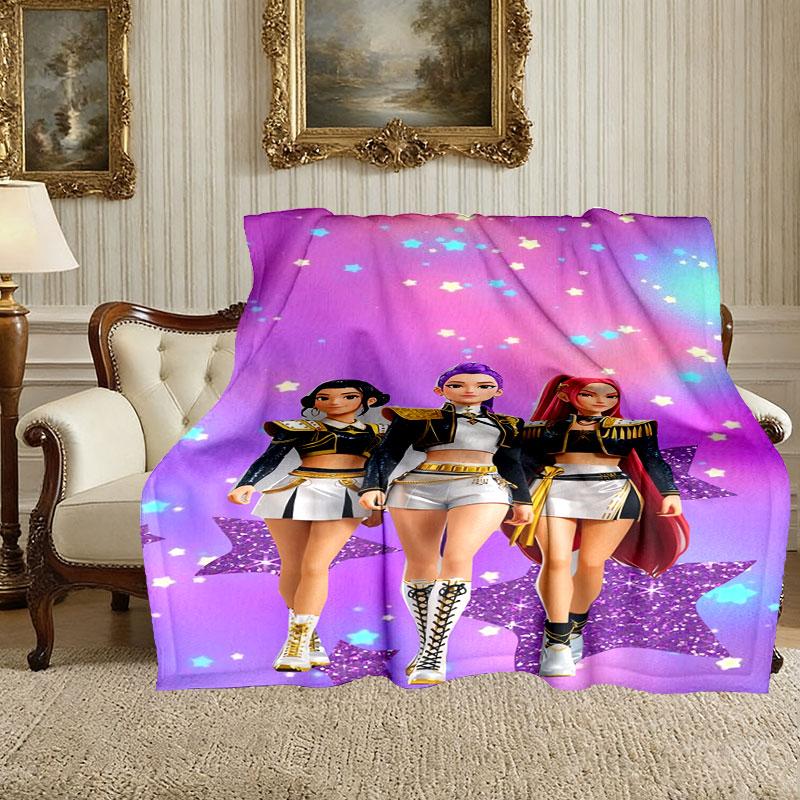 1pc Comfortable Home Print Throw Blanket, Kpop Demon Hunters Blanket For Bed and Sofa Use, Special Present For Family
