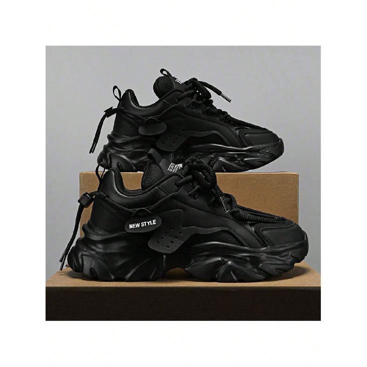 

GNVA Мужские зимние модные повседневные спортивные кроссовки на толстой подошве, нескользящие, износостойкие, увеличивающие рост, модные 44 чёрный