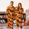 Halloween Printed Family Matching Hooded Long Sleeved Zippered Hooded Jumpsuit Set