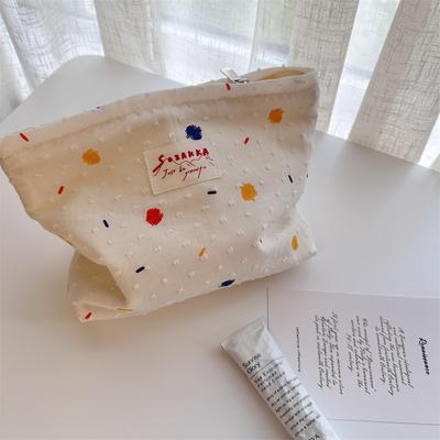 Verão, Bolsa de Mão, Necessaire de Maquiagem, Branco, Bonito e Portátil, Bolsa de Armazenamento para Viagem, Bolsa de Lona, Estudante