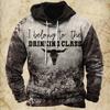 Men Hooded Vintage Print  Sweatshirt Ethnic Style Hoodie Autumn and Winter Oversized Casual Men's Clothing Daily Street Pullover