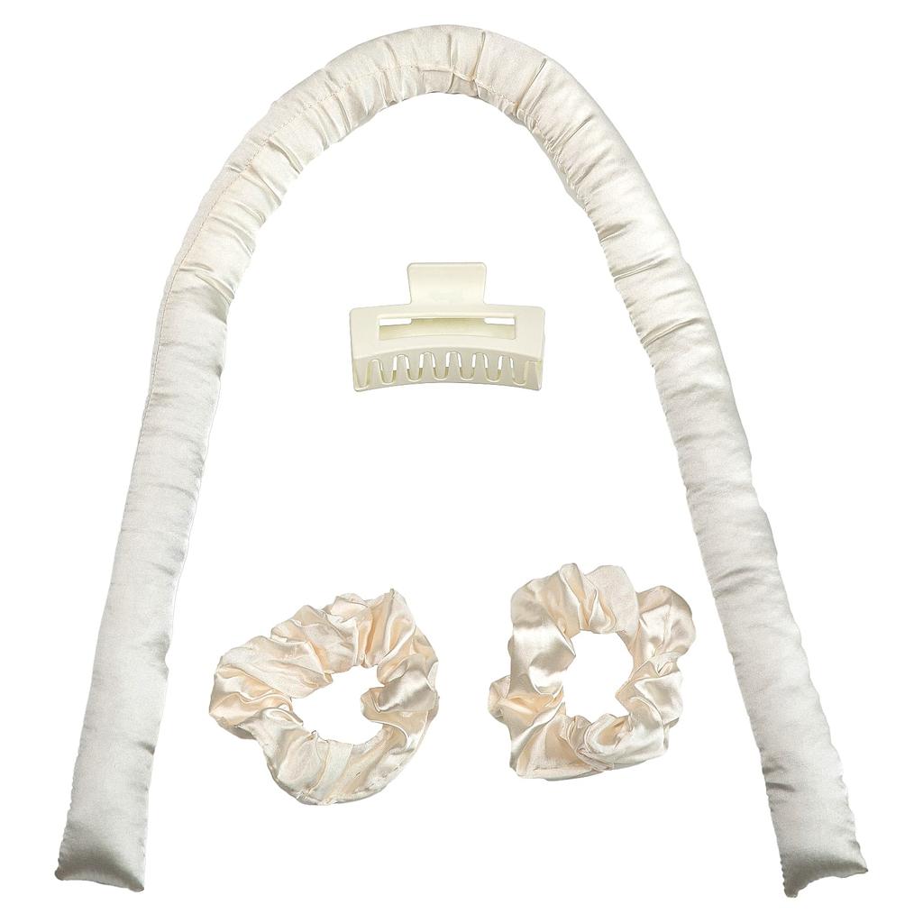 Heatless Satin, Hair Curling Set, Ivory, 4 Pieces