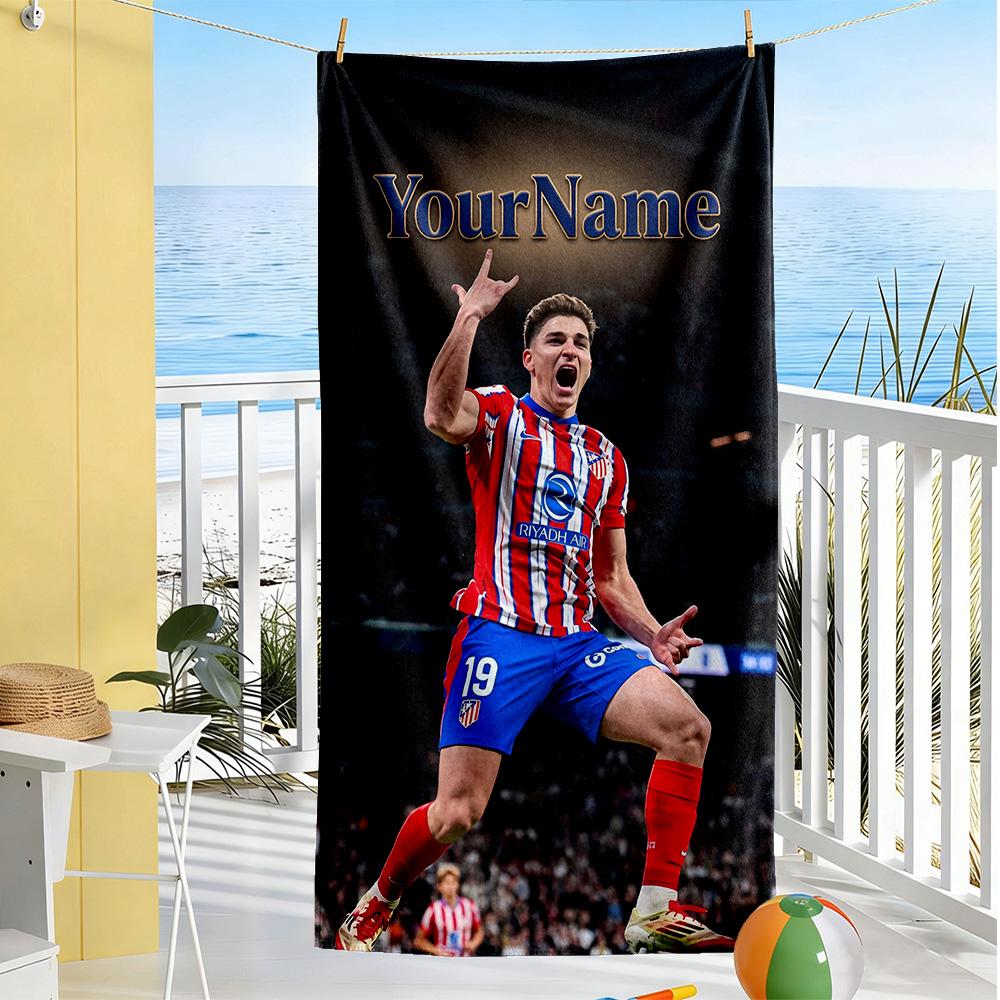 Atletico Madrid Customize Text Beach Towel High Absorbency & Quick-Dry Portable for SwimmingBeachCamping Travel Beach AccessoriesGym