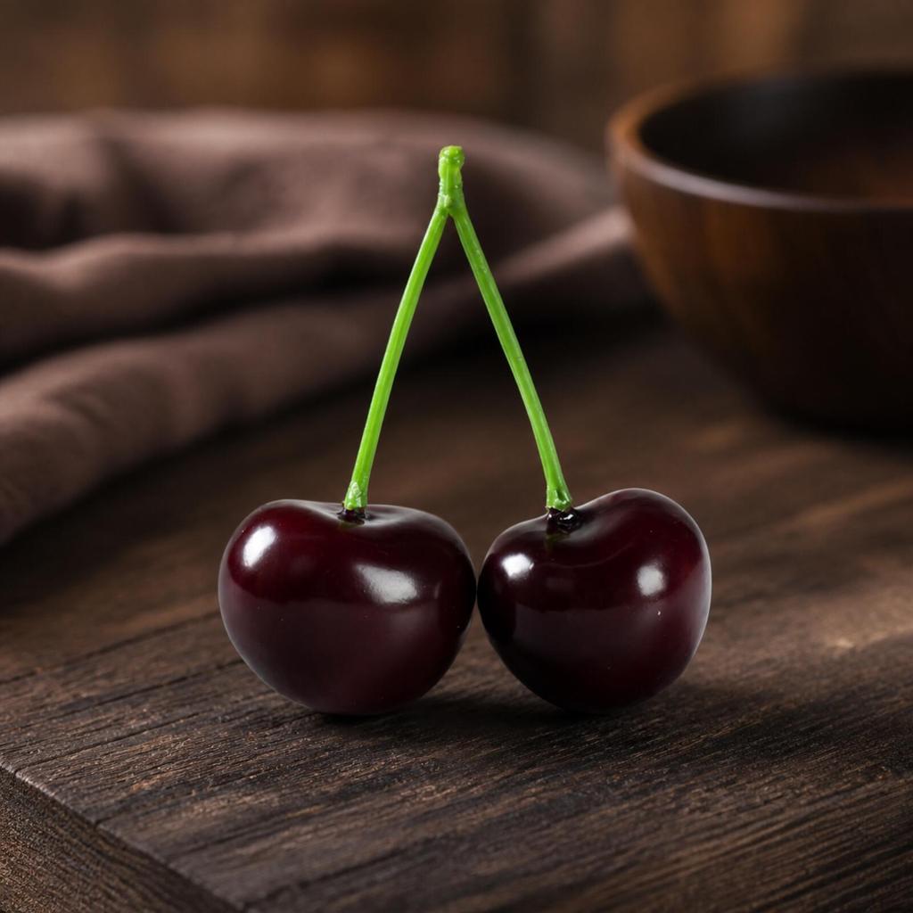 Faux Cherry with Green Vivid Foam Decoration True for Tabletop Arrangements, Photo Studios,