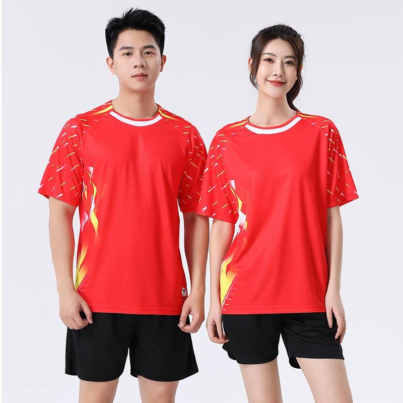Unisex Quick-Dry Sport Set Running Tennis Volleyball Training Competition Soft Breathable Short Sleeve Athletic Outfit