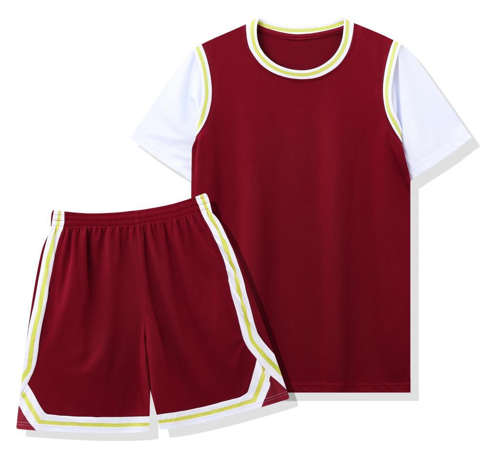 Youth Quick-Dry Basketball Jersey & Shorts Set - Team Training Sportswear 2XS вино красного