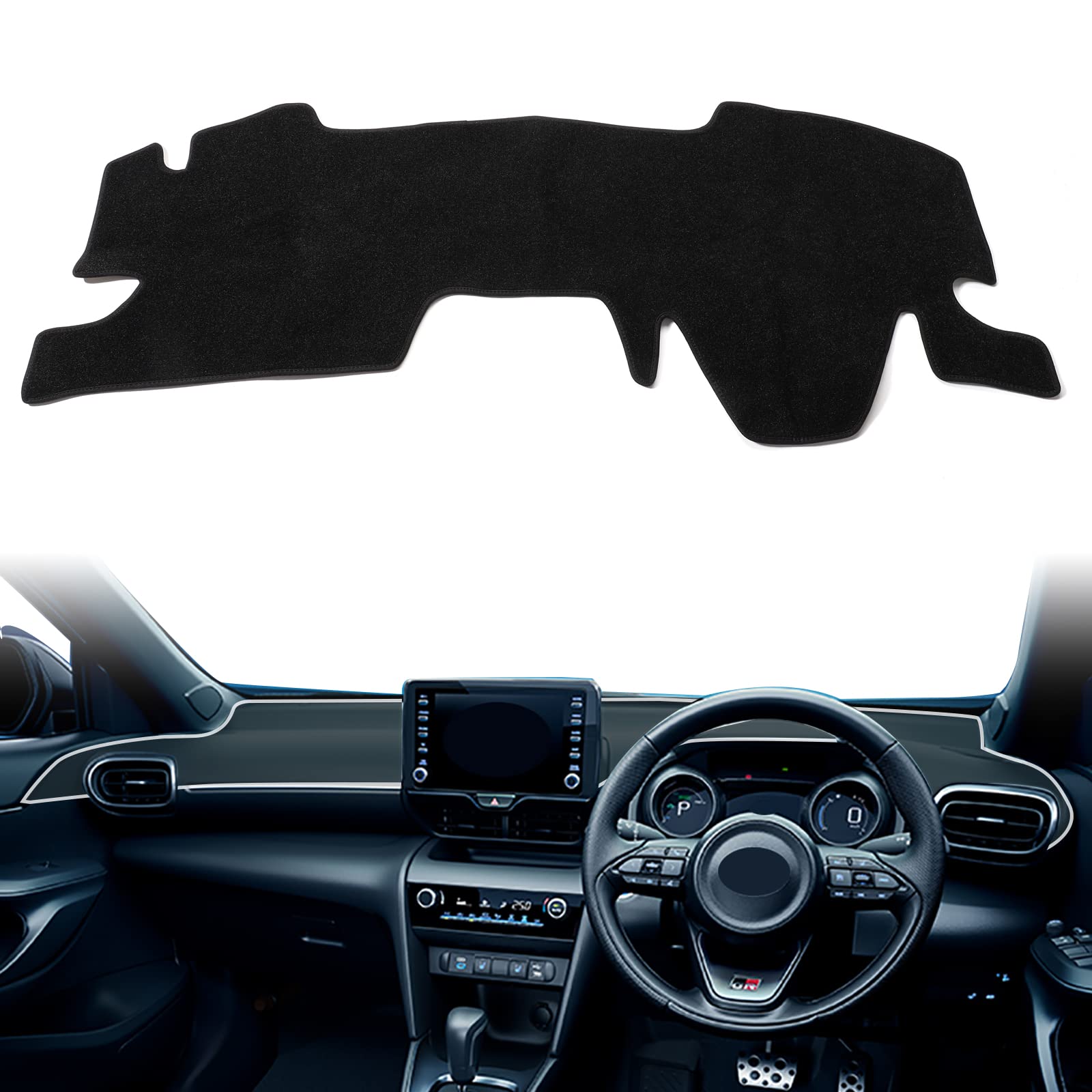 

Toyota Yaris Cross 15 Dashboard Mat for August Yaris Cross Polyester interior dashboard protective sun (10 Series, Series) (without HUD) 2020-Present чёрный