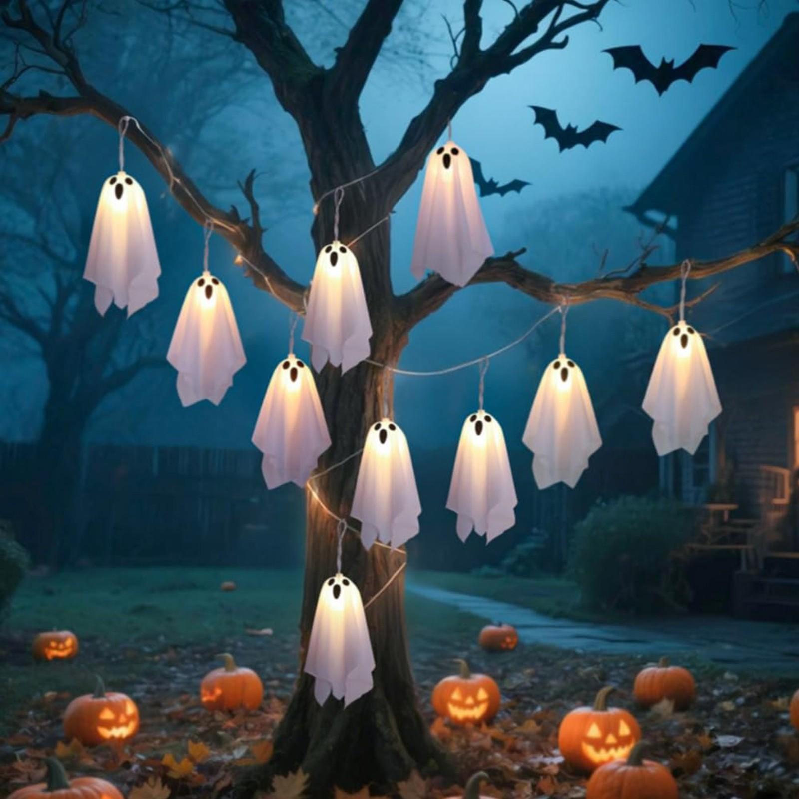 

8.2 фута Хэллоуин Украшения Подвесные Призраки 10 шт. Жуткие Призраки Гирлянда Хэллоуин Декор One Size