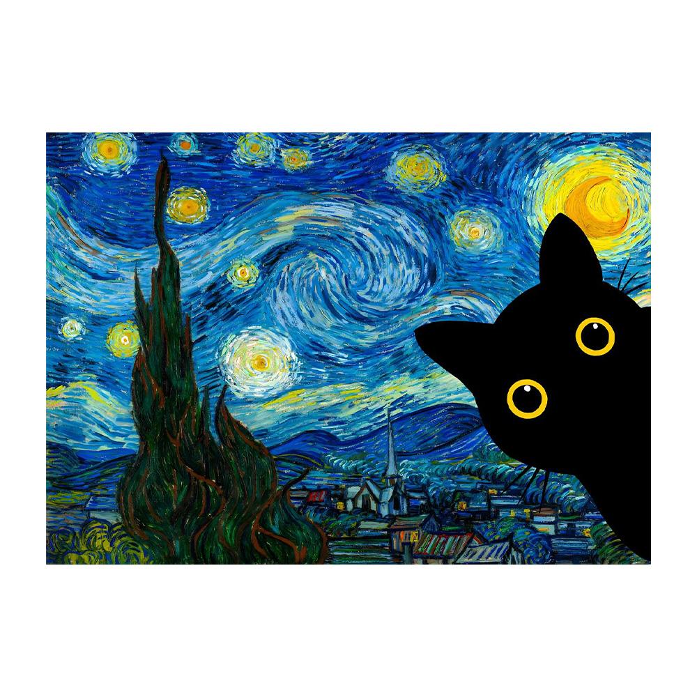 Van Gogh Black Cat Sunflowers Funny Art Matisse Monet Canvas Painting Posters And Prints Wall Pictures For Living Room Decor