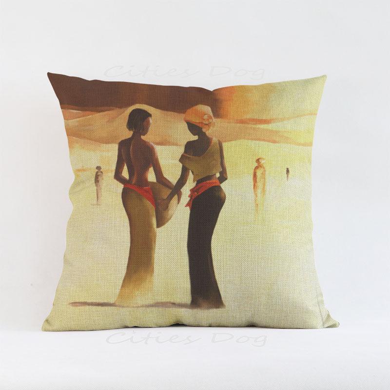 African Woman Painting Cushion Cover for Safe Pillow Case 45x45 Home Decorative Throw Pillow Cover Car Pillow Chair BZ175