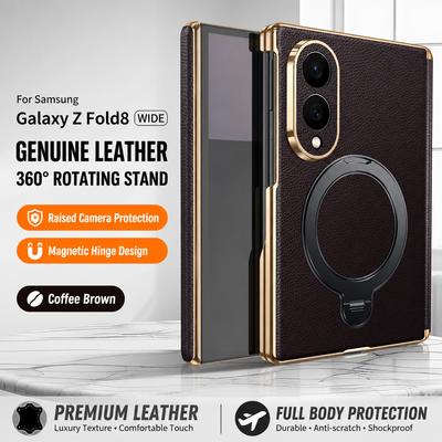 Per Samsung Galaxy Z Fold8 Fold 8 Custodia a Supporto in Vera Pelle di Vacchetta Larga Ultra Protezione Cerniera Magnetica Cover Posteriore Per Fold8
