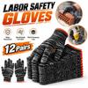 12Pairs Thickened Labor Safety Gloves Wear-Resistant Cotton Work Gloves  Material Handling