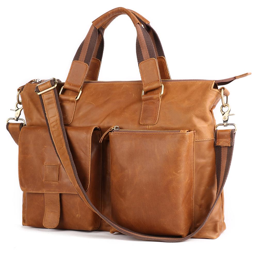 European-American Retro 17-Inch Business Laptop Handbag - Fashionable Commute & Travel Crossbody Briefcase