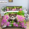 3D Cat Printed Bedding Set Duvet Cover King Size with Zipper Closure Luxury Bed Set Comfortable Polyester Quilt Cover