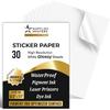 30 Glossy Sticker Sheets 8.5 x 11, Printable Glossy High Resolution Paper for Inkjet Printer (Dyes or PIGMENTS), Papel Adhesivo Brillante Waterproof