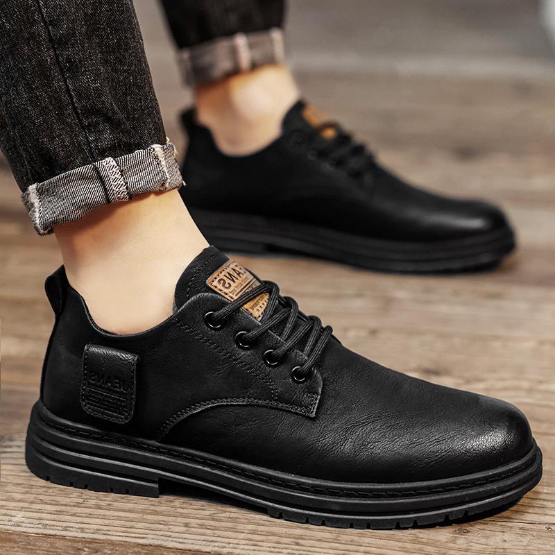 Leather shoes new spring casual derby dad business dress British style low top Martin boots