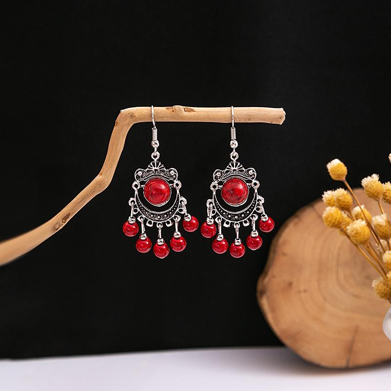 Europe, America, Bohemian Ethnic Style Stud Earrings, Long Fringed Metal Earrings, Fashion, Exotic Style Earrings Wholesale