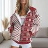 Womens Oversized Hooded Zip-Up Sweatshirt With Christmas Print Plus Size Long Sleeve Casual Top