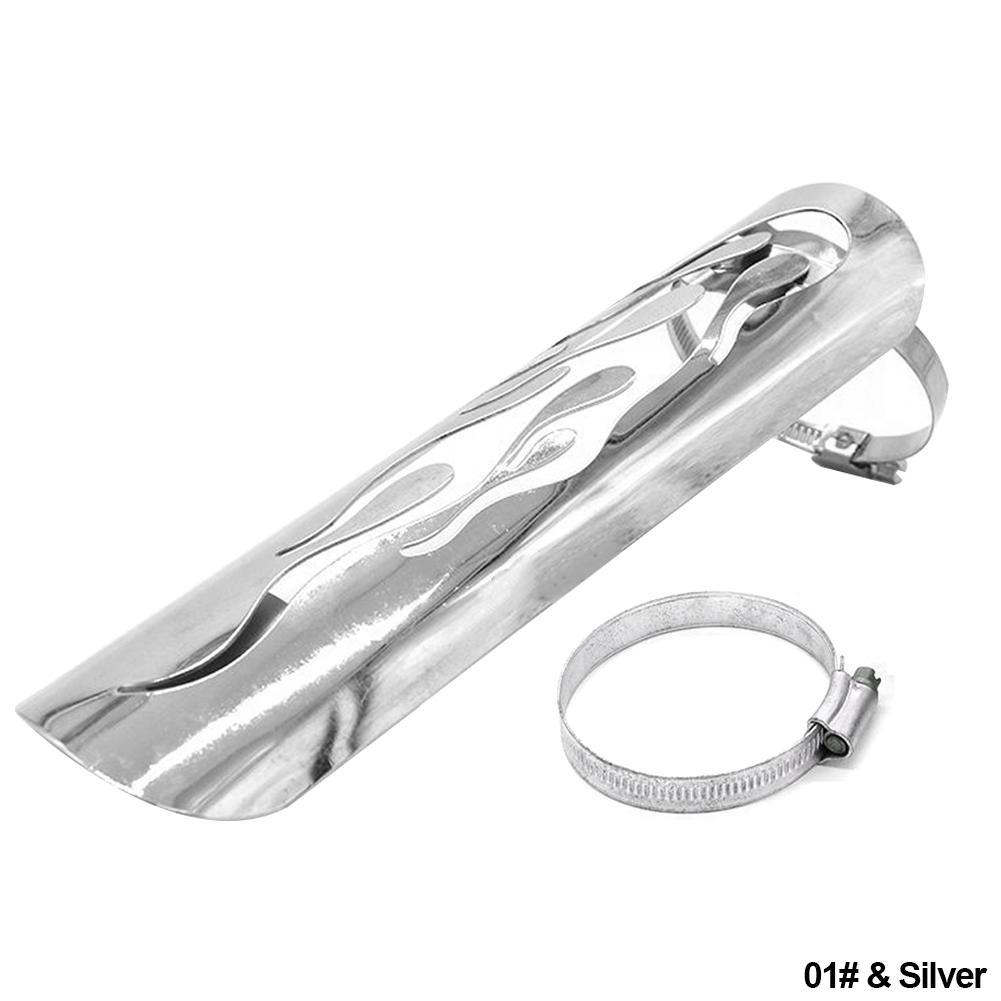 Universal Vintage Chrome Exhaust Heat Plated Motorcycle Modified Curved Shield Cover Guard Muffler Pipe Motorbike