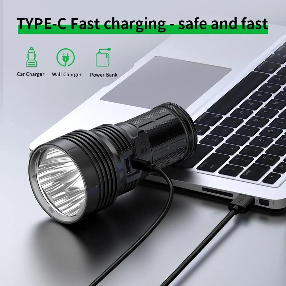 4*P90 High Power LED Flashlight USB Rechargeable Strong Light Torch High-brightness Lantern 12000 Lumens 120W Powerful Lamp