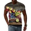 Summer Round Neck 3D Fun Fruit Pattern Print Top Fashionable Casual Short Sleeved Men's T-shirts