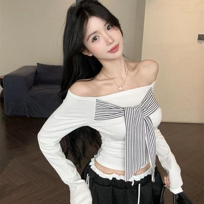 40s Cotton Retro One-Shoulder Backless Striped Slimming Top for Women