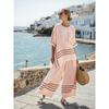 1D European and American Style Plus-size Loose Casual Five-quarter Sleeve Women's Summer Fashion Seaside Vacation Beach Two-piece Set