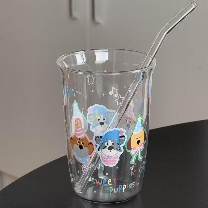 

Cute Cartoon Graffiti Dog Borosilicate Glass Cup