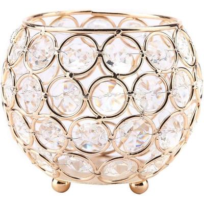 Crystal Candle Holder Votive Tealight Candle Holders for Wedding Home Table Decor Candle Lantern Party, As a Gift (Golden)