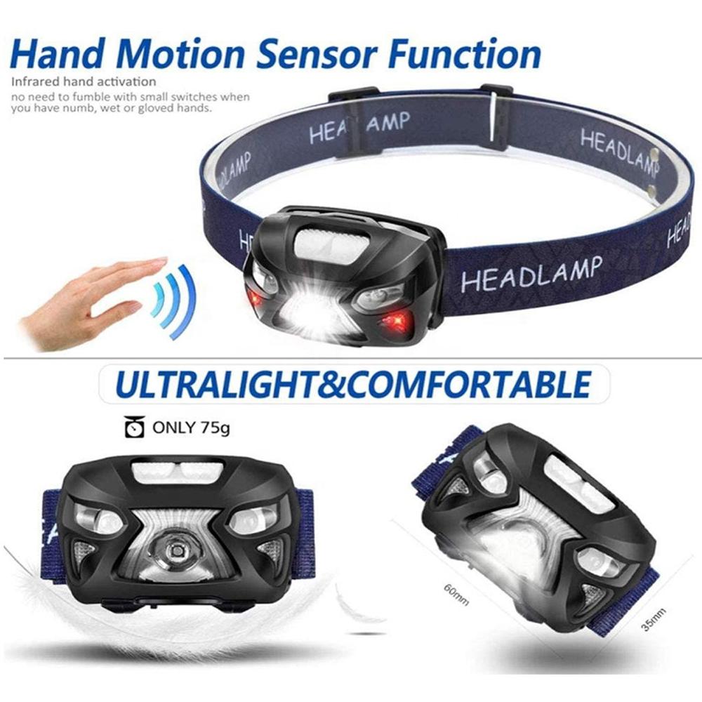 Mode 8 Powerfull Headlamp Body Motion Sensor Head Flashlight Usb Rechargeable LED Headlight Camping Torch Flash Light Head Lamp