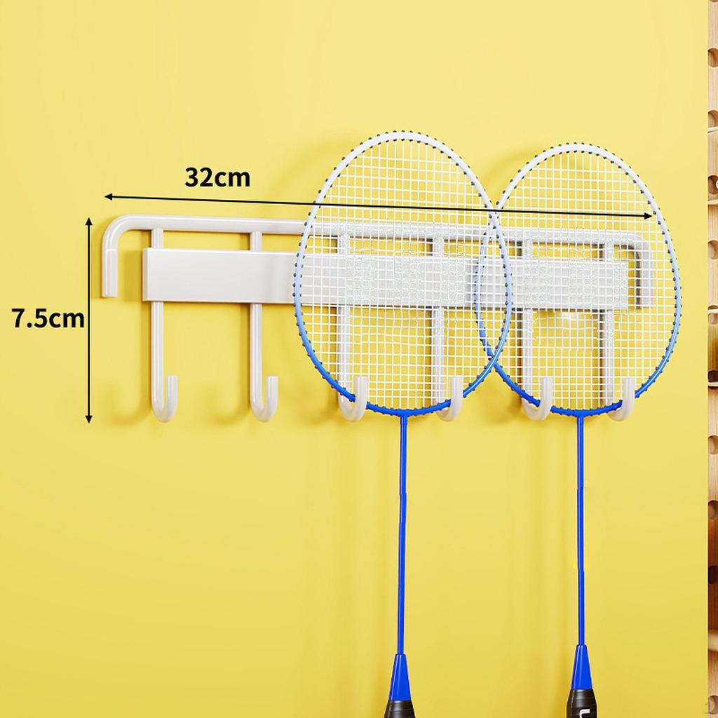 Wall Mounted Badminton Racquet Rack Hanging Hook Large Capacity Sturdy Tennis Racket Holder