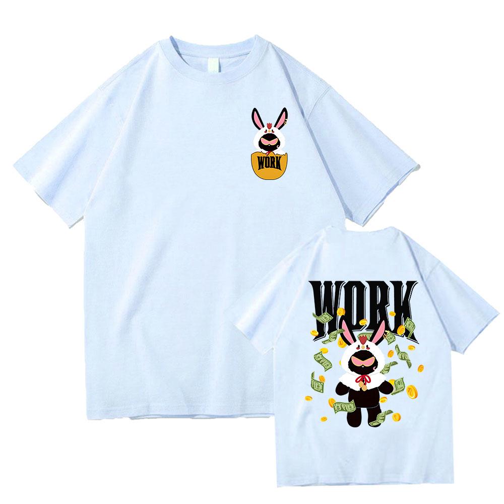 Work Rabbit  Cartoon Printing T-shirts ATEEZ Korean Style Punk Band Tee-shirt Short Sleeve Cotton Comfortable Tshirt Women Girls