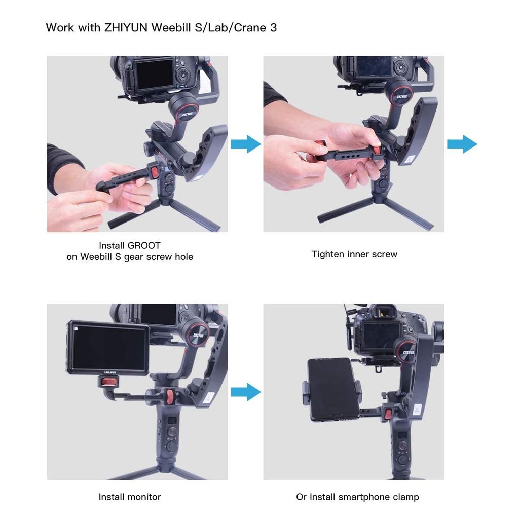 Weebill SC Kameramonitor-Halterungsverlängerungsplatte mit drehbarem Magic Arm und Gewinde-Blitzschuhhalterung für DJI Ronin S/Ronin 1/4" S/SC/RS2/RSC2/Crane