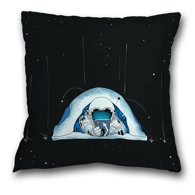 45x45cm Creative Spaceman Astronaut Ocean Blue Square Pillow Cover Living Room Sofa Office Seat Cushion  Home Decoration