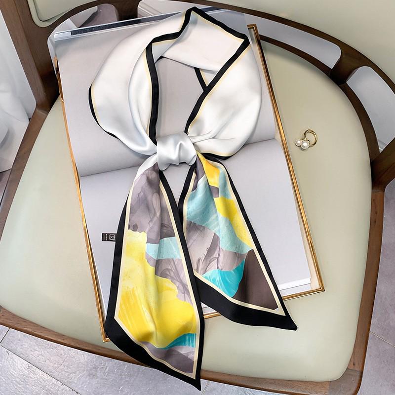 Korean Polka Dot Skinny Scarf: Imitation Silk Spring/Summer Neck Scarf & Headband Tie for Women