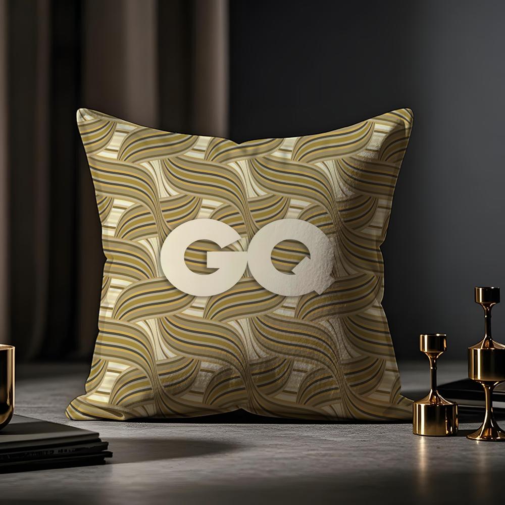 GQ Magazine Cushion Cover Anti-dustmite Pillowcase Invisible Zipper Silky Short Plush Sofa Cushion Cover