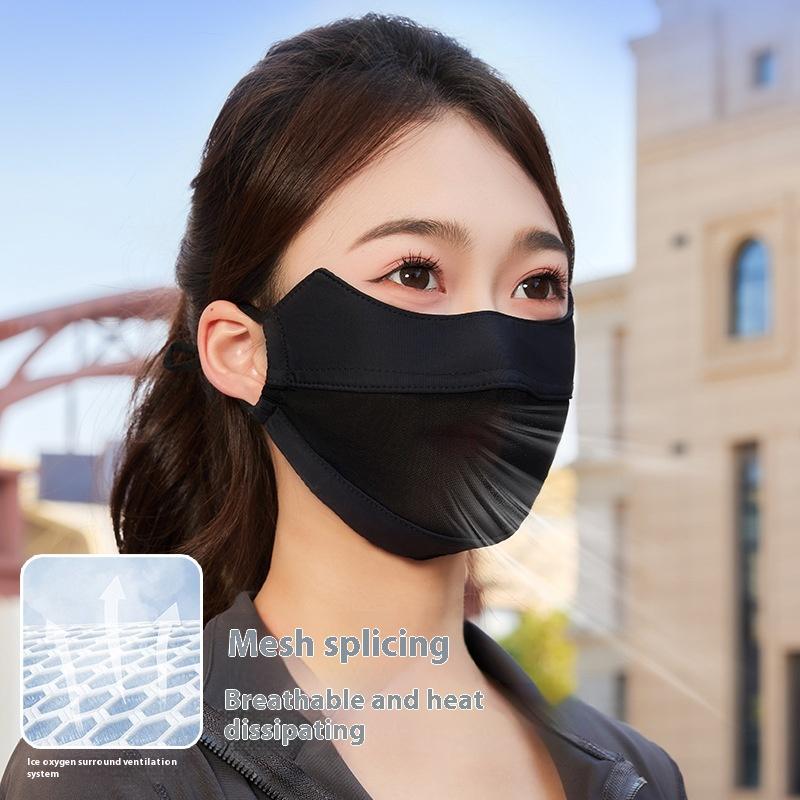 Mesh Ice Silk Face Scarf Elastic Solid Color Uv Protection Anti-Uv Face Cover Face Mask Face Scarves Sunscreen Veil Fishing