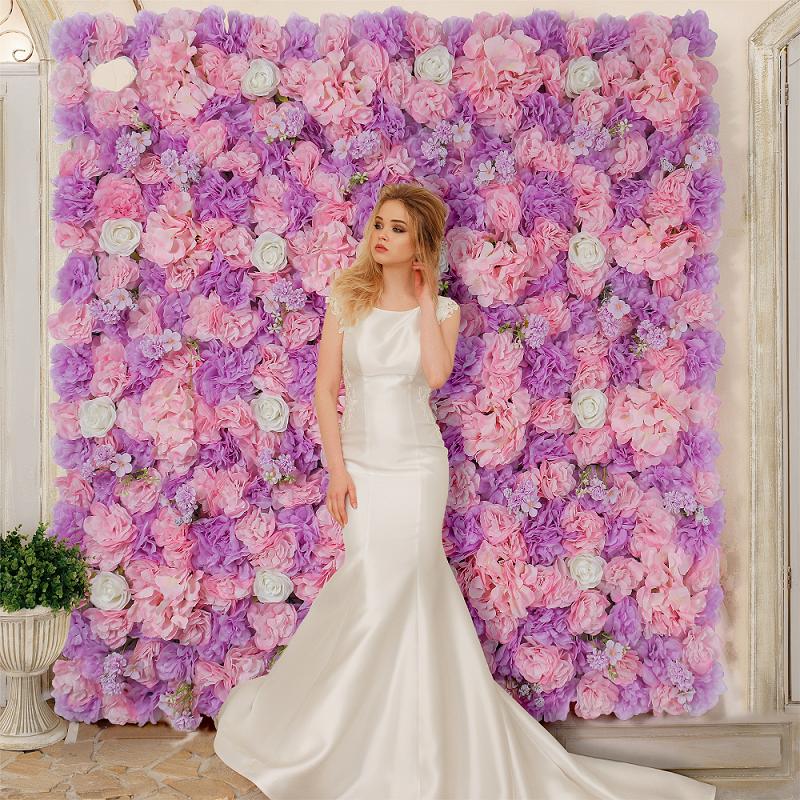 3D-Blumen-Wandpaneel, 39,9 x 39,9 cm, künstlicher Blumen-Wandhintergrund, Seidenrosenmatte für Zuhause, Party, Hochzeit, Hintergrunddekoration