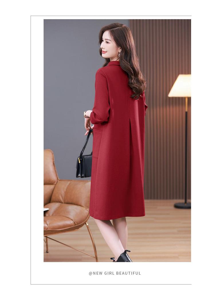 Women's Plus Size Slimming Sweatshirt Dress - Casual Long Sleeve, Age-Reducing for Middle-Aged Moms, Spring & Autumn 2024 Collection