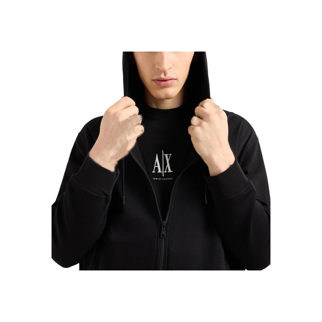 Armani Exchange FW26 Letter Print Zipper Hooded Long Sleeve Jacket Men Jackets Black XM000371-AF10818-UC001