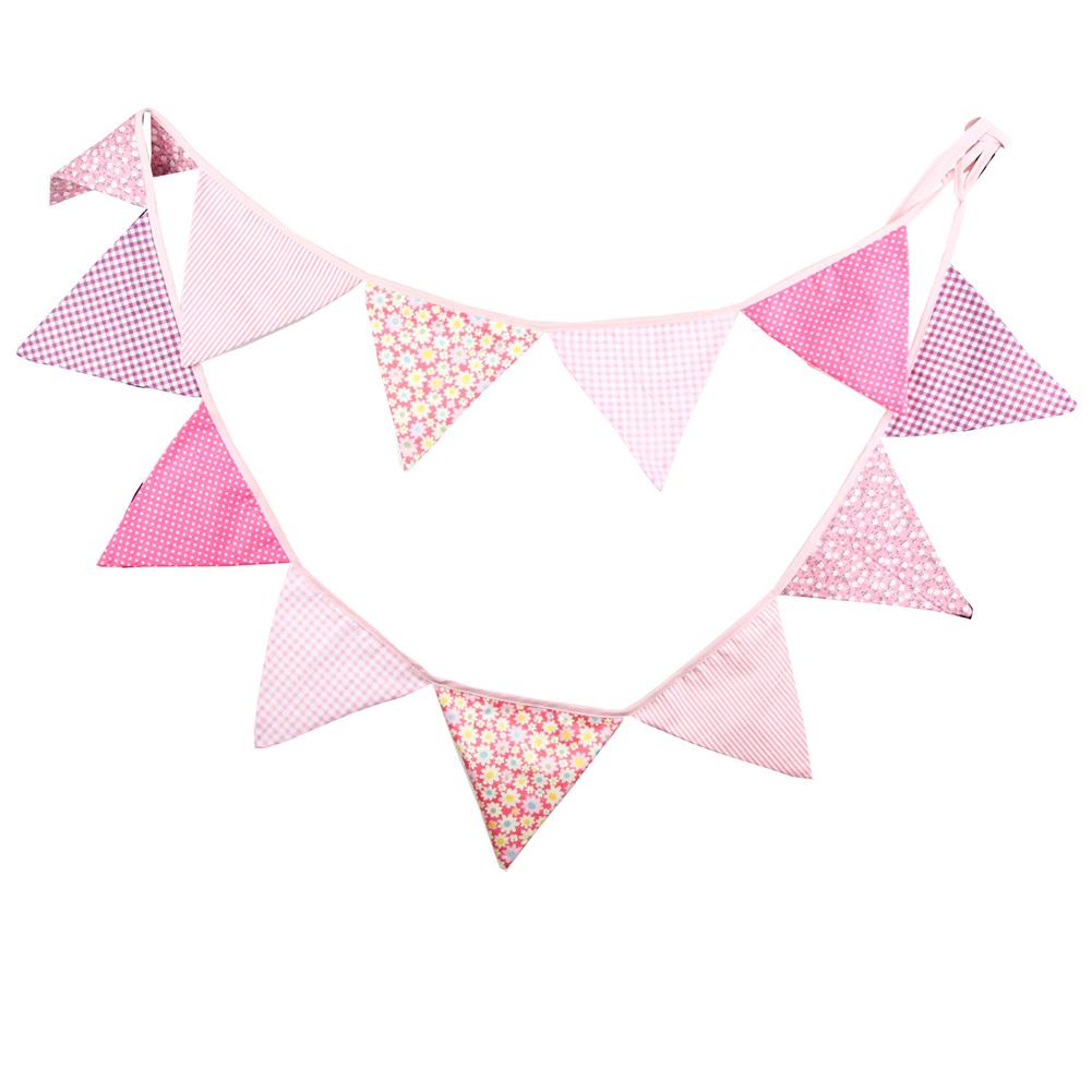 

1/2Pcs 3.2m Bunting Banner Wall Hanging Garland Cotton Pink Triangle Pennant Decoration Photo Props Party Supplies Nursery Decor