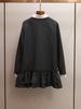 Spring Gray Color Block Ruffle Patchwork Dress for Women
